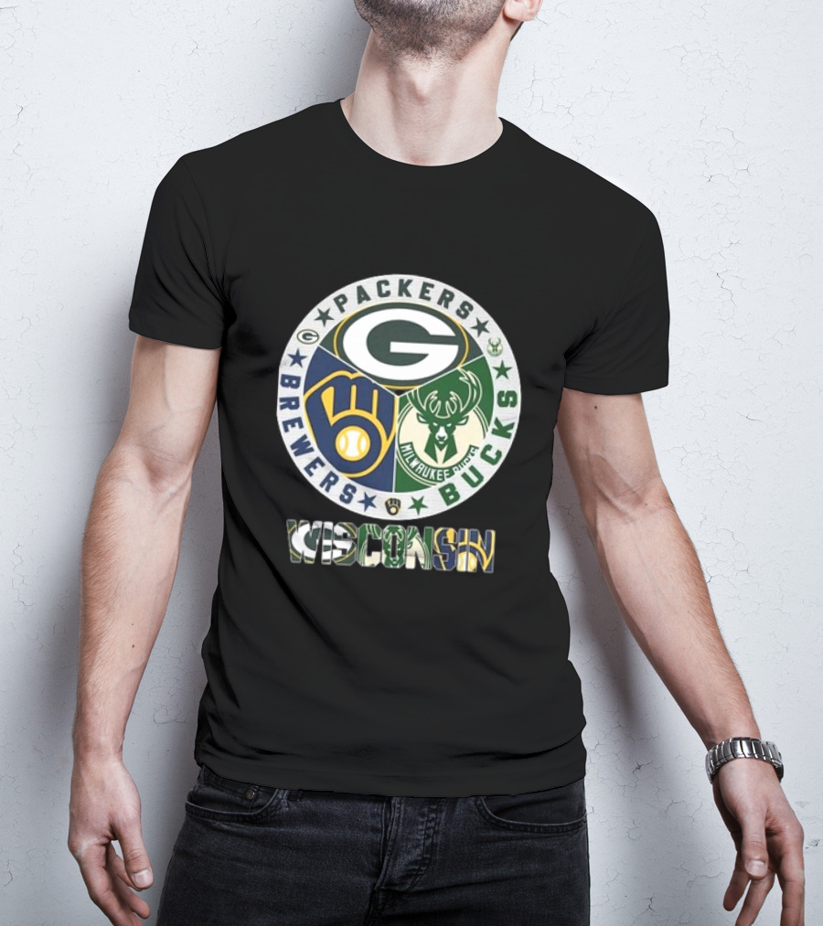 Green Bay Packers Milwaukee Brewers Milwaukee Bucks Wisconsin T-Shirt