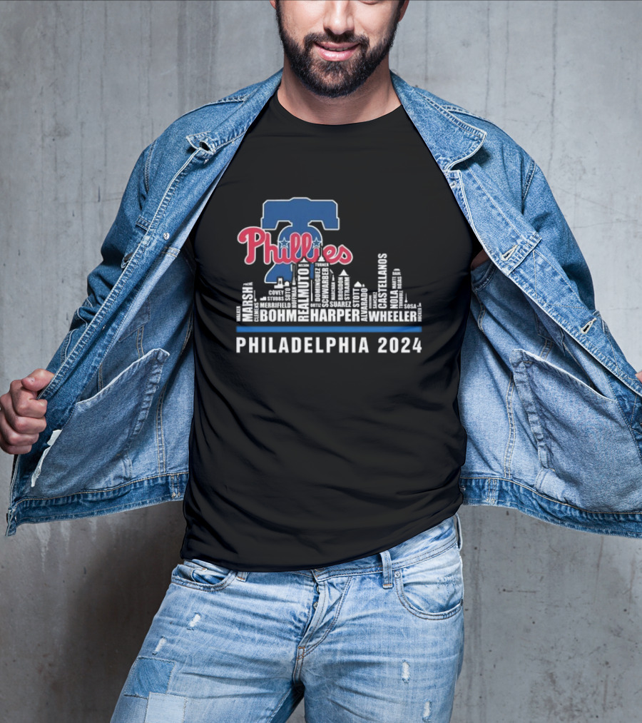 Philadelphia Phillies Player Lineup Skyline T-Shirt