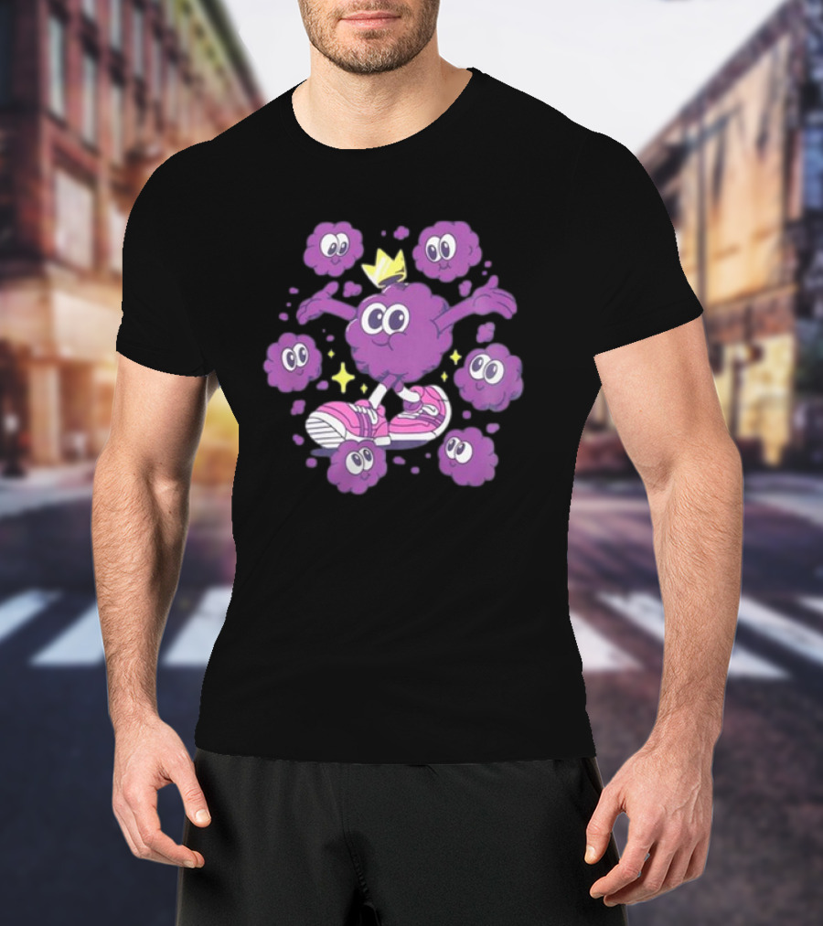 Ranboo Particle Palooza Crowned Purple Character With Sneakers And Stars T-Shirt