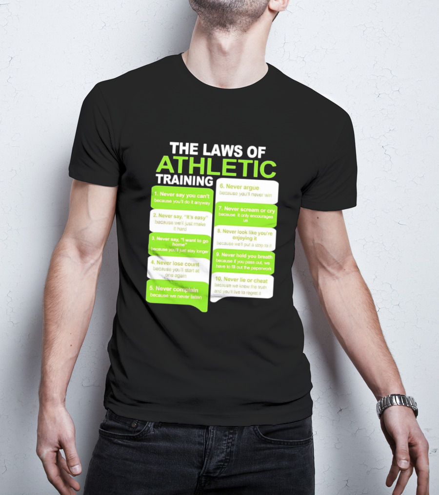 The Laws Of Athletic Training Never Say Never Only Encourages It T-Shirt
