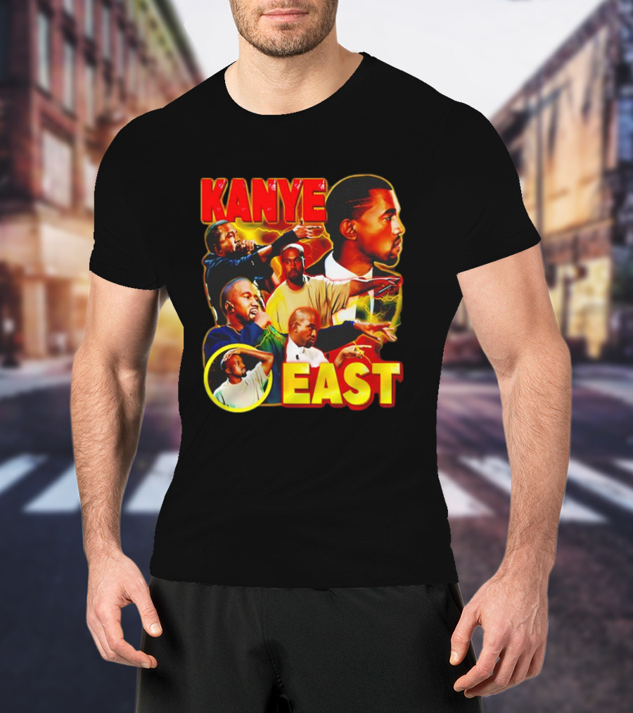 Kanye West Kanye East Rapper Star Retro Multicolor Faces T-Shirt
