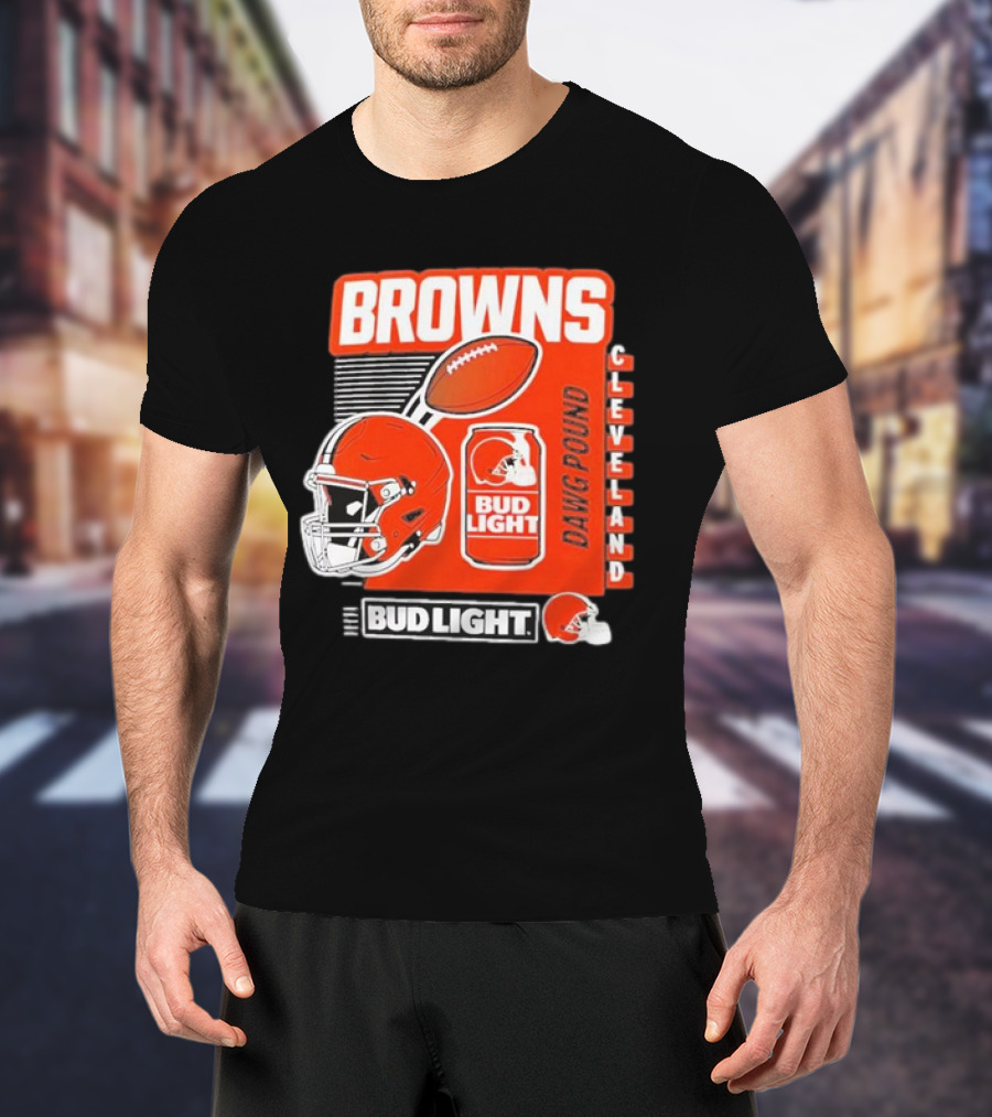 Browns Cleveland Bud Light Dawg Pound Football Helmet T-Shirt