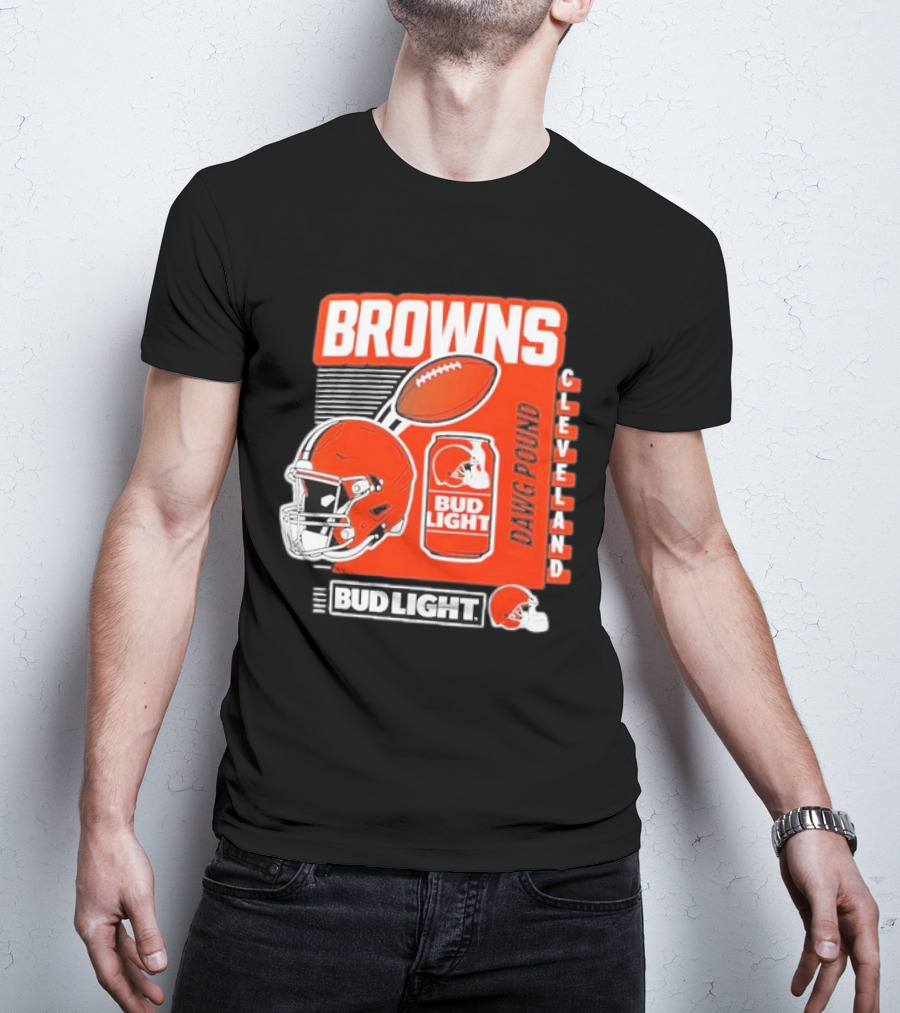 Browns Cleveland Bud Light Dawg Pound Football Helmet T-Shirt