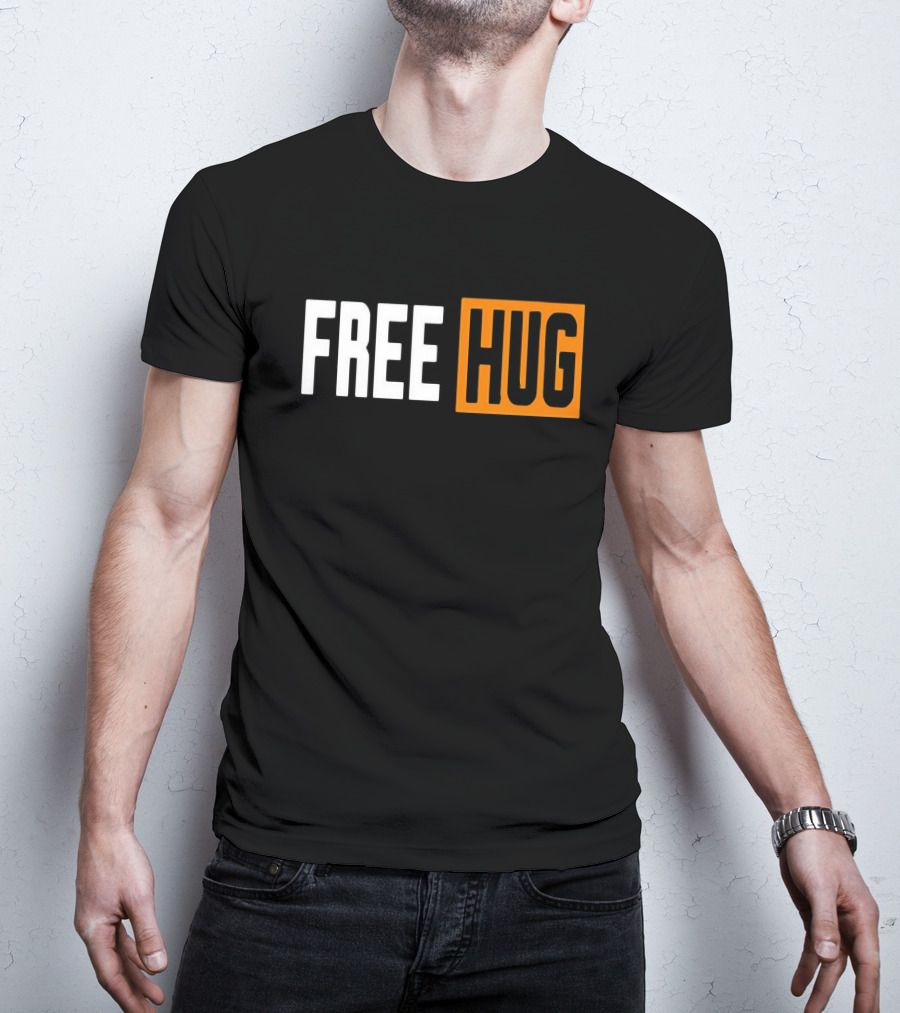 FREE HUG Logo Text With Orange Background Block T-Shirt