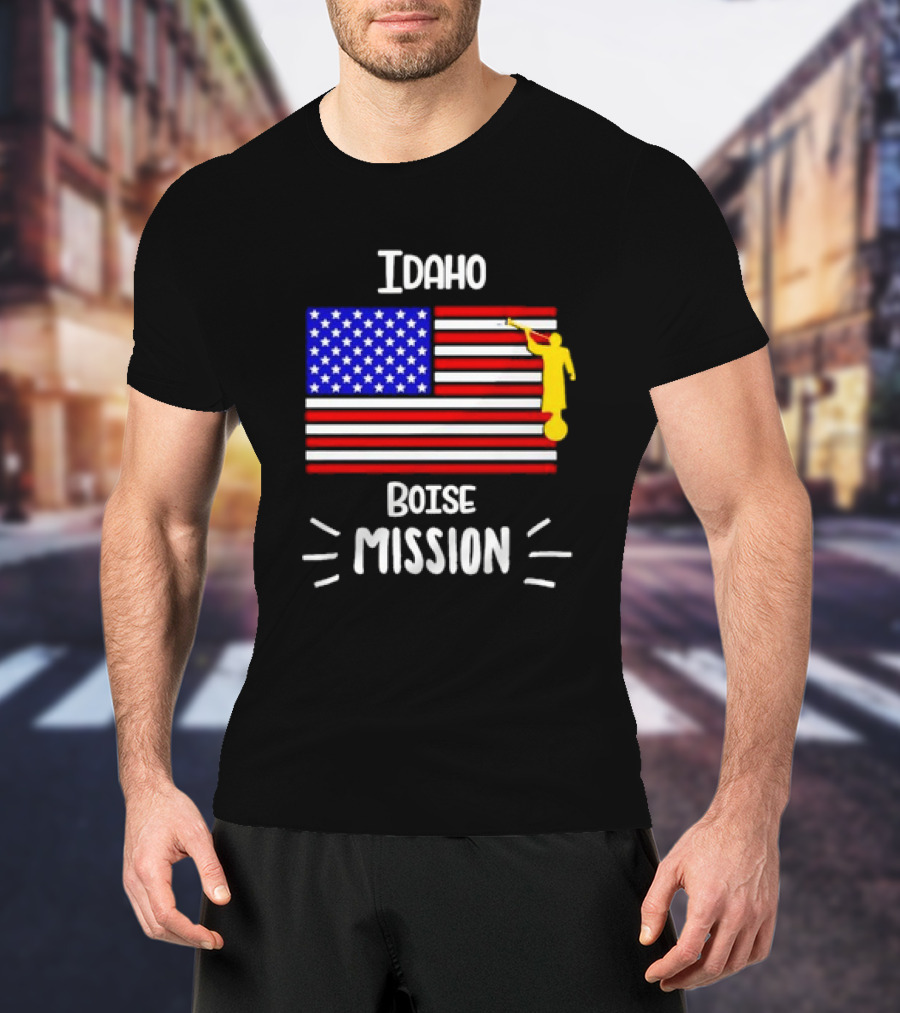 Idaho Boise Mission US Flag With Angel Moroni T-Shirt