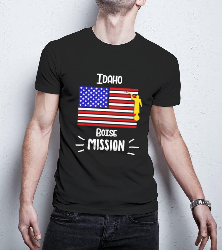 Idaho Boise Mission US Flag With Angel Moroni T-Shirt