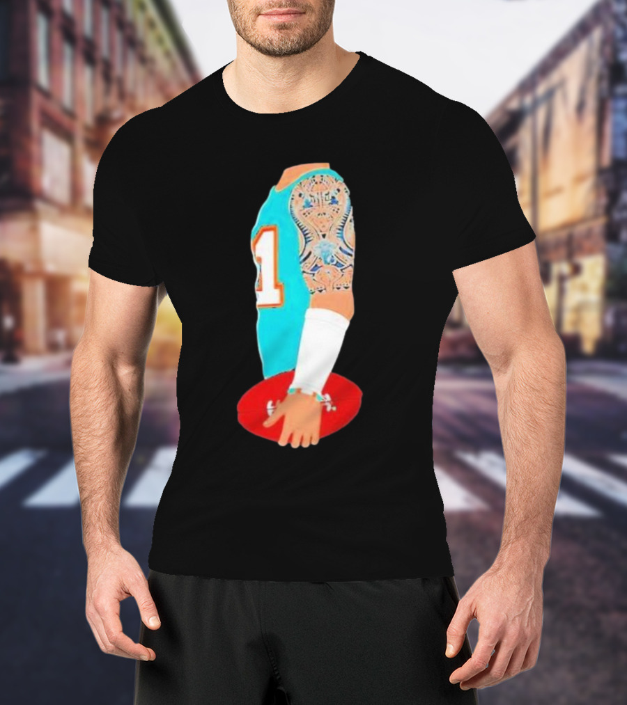 Tua Tagovailoa Football Arm Miami Dolphins Number 1 T-Shirt