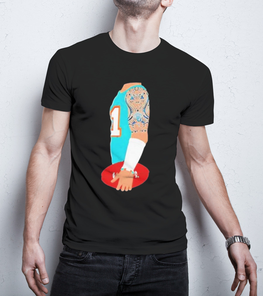 Tua Tagovailoa Football Arm Miami Dolphins Number 1 T-Shirt