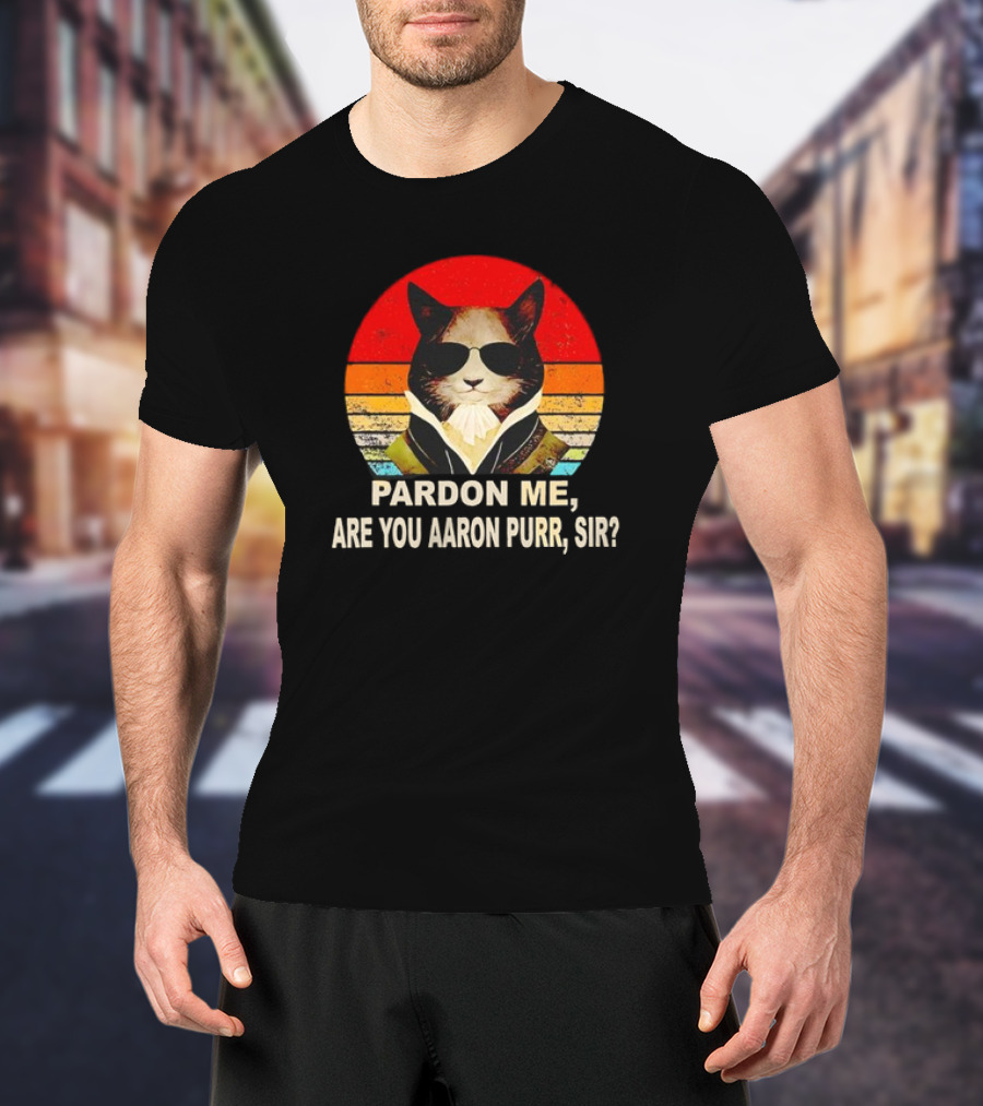 Pardon Me Are You Aaron Purr Sir Alexander Hamilton Cat Retro T-Shirt