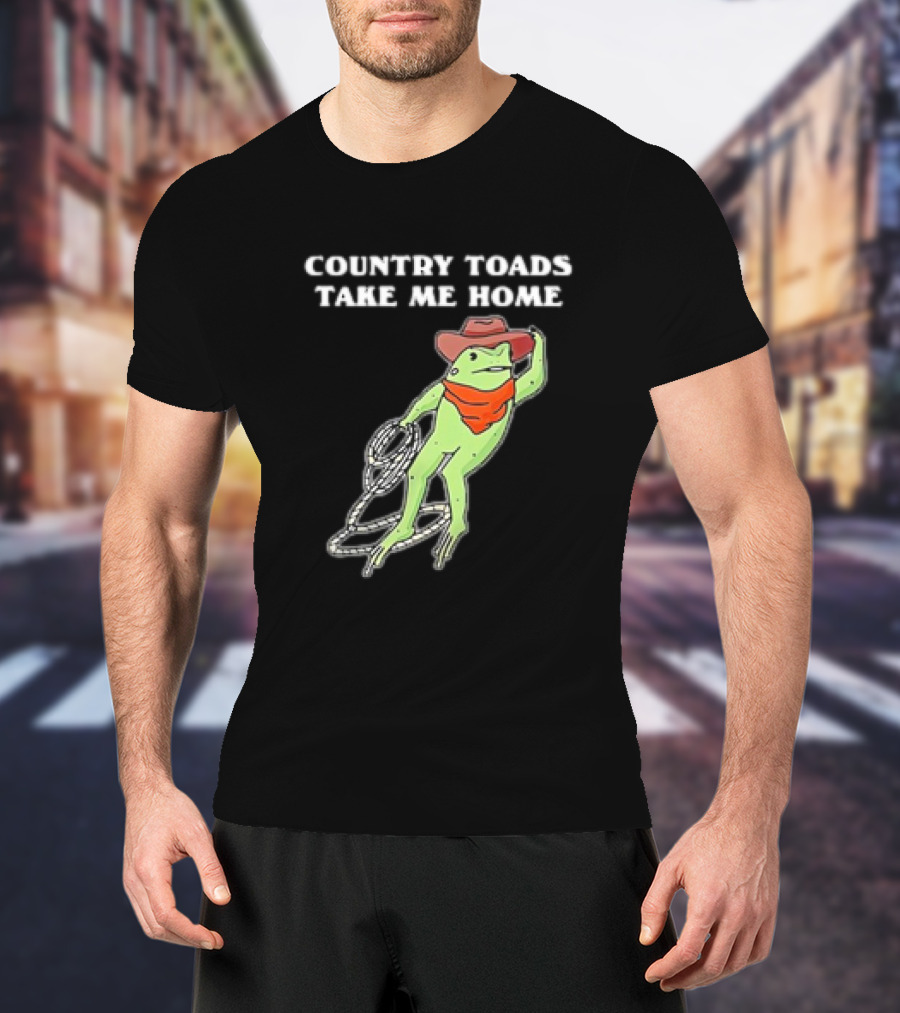 Country Toads Take Me Home Cowboy Frog Funny Western T-Shirt