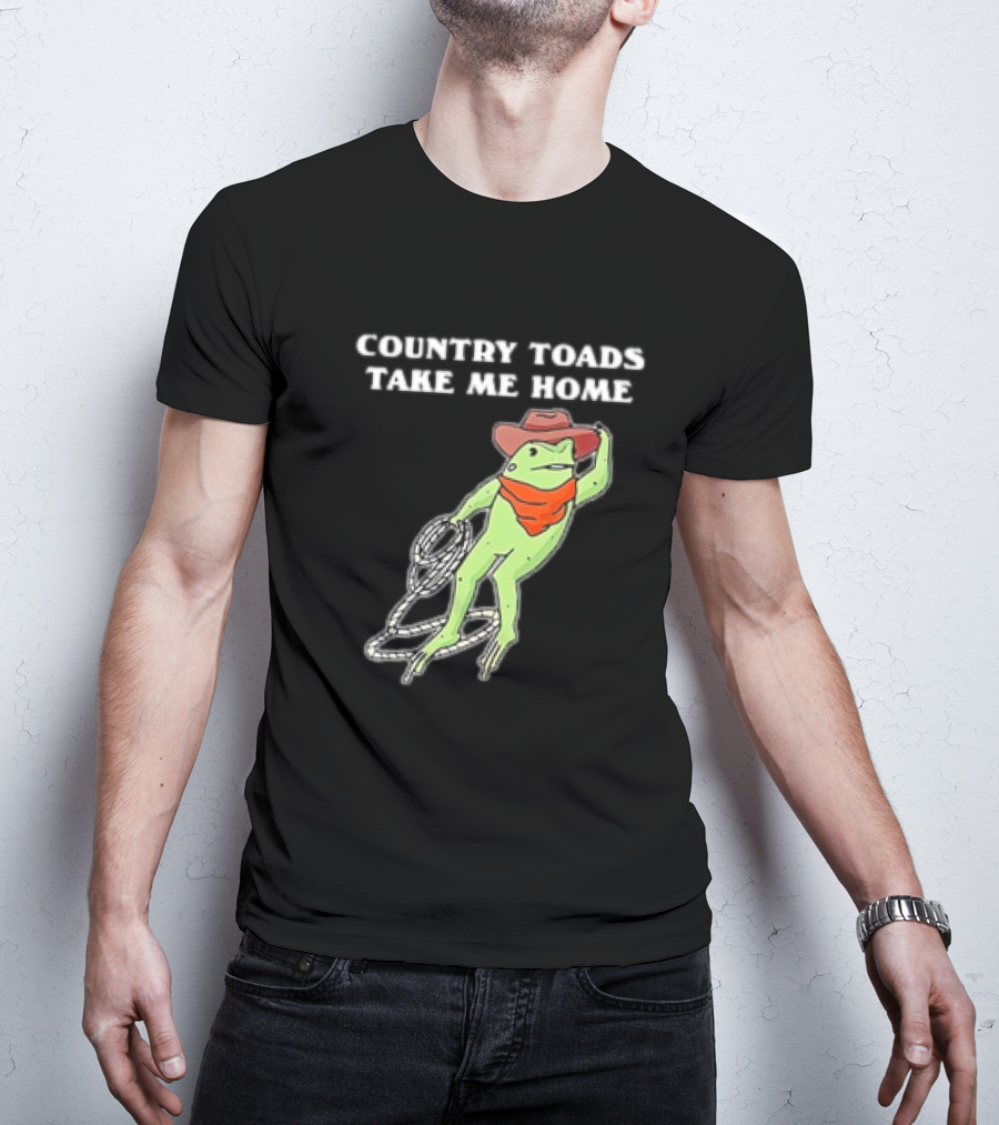 Country Toads Take Me Home Cowboy Frog Funny Western T-Shirt