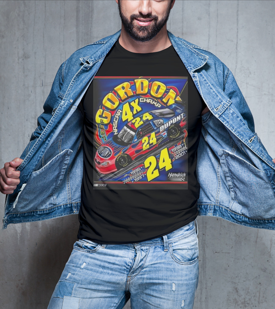 Jeff Gordon #24 Dupont NASCAR 4X Champ 1995-1997-1998-2001 Hendrick Racing T-Shirt