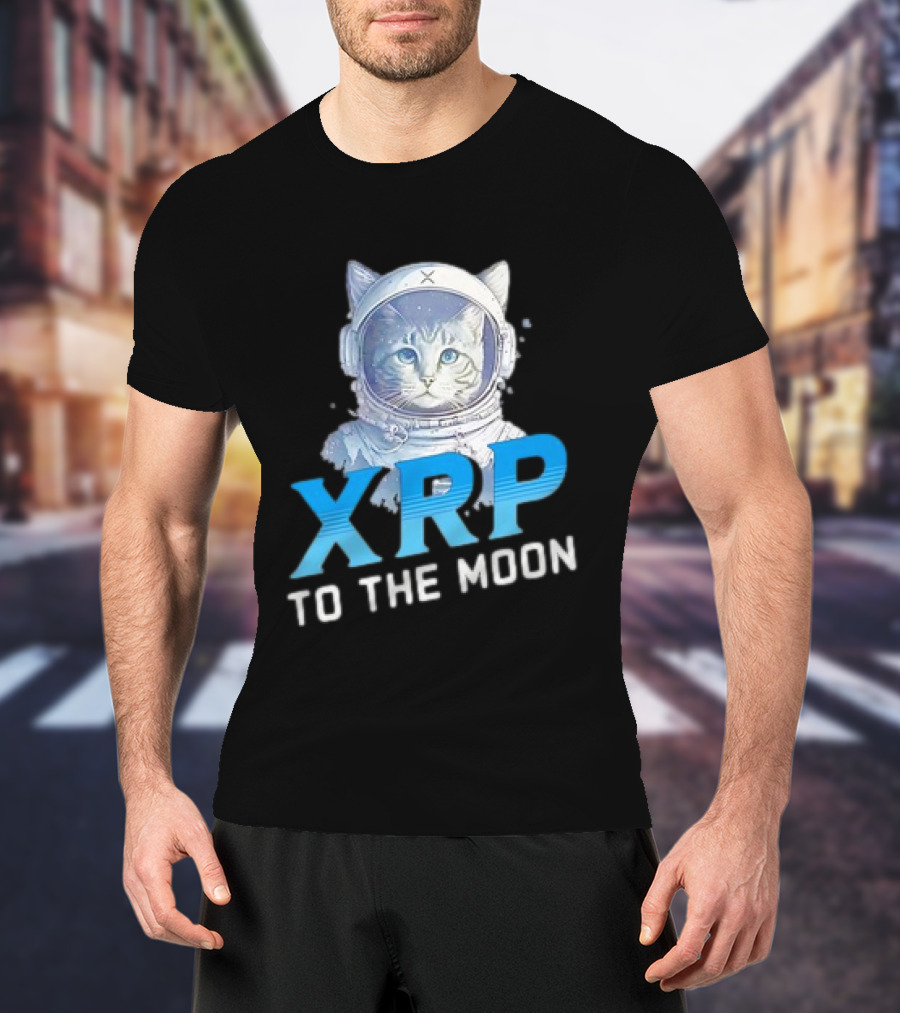XRP Cat To The Moon Crypto Merchandise Astronaut Helmets T-Shirt