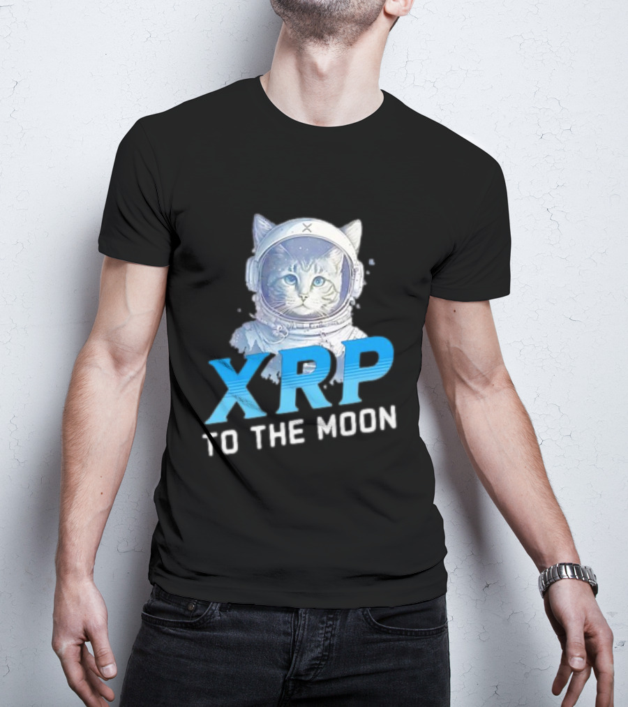 XRP Cat To The Moon Crypto Merchandise Astronaut Helmets T-Shirt