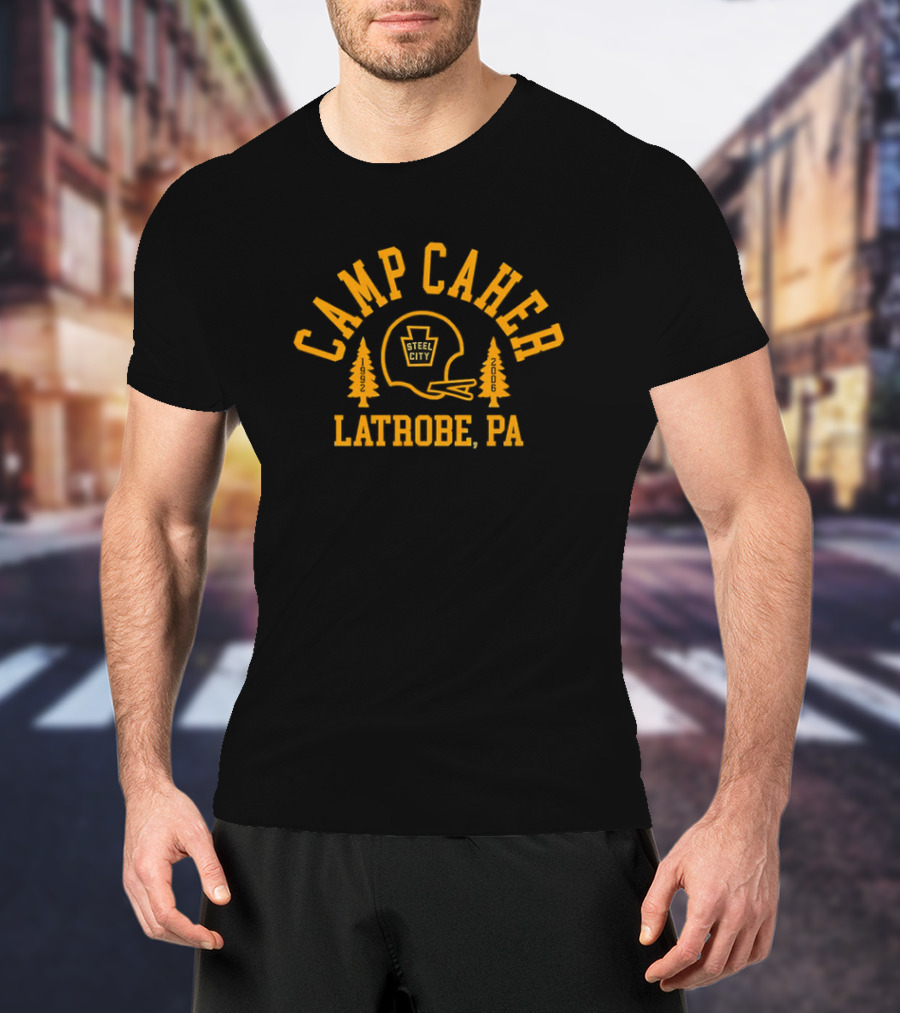 Camp Caher Steel City Football Helmet Trees Latrobe Pa 1992 2006 T-Shirt
