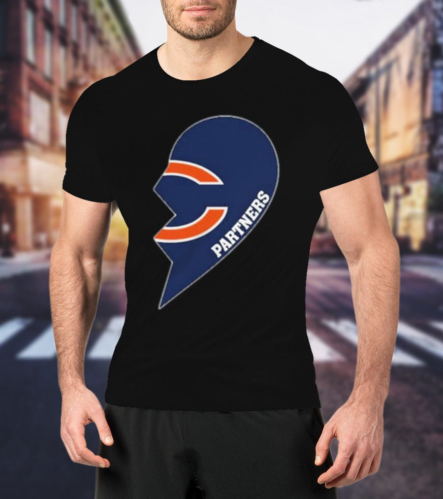 Chicago Bears Logo Partners Half Heart T-Shirt