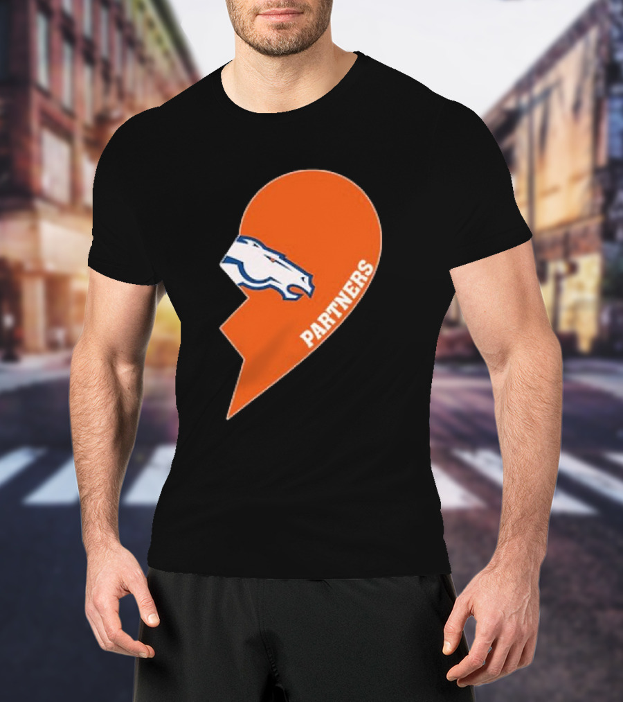 Denver Broncos Orange Half Heart Partners T-Shirt