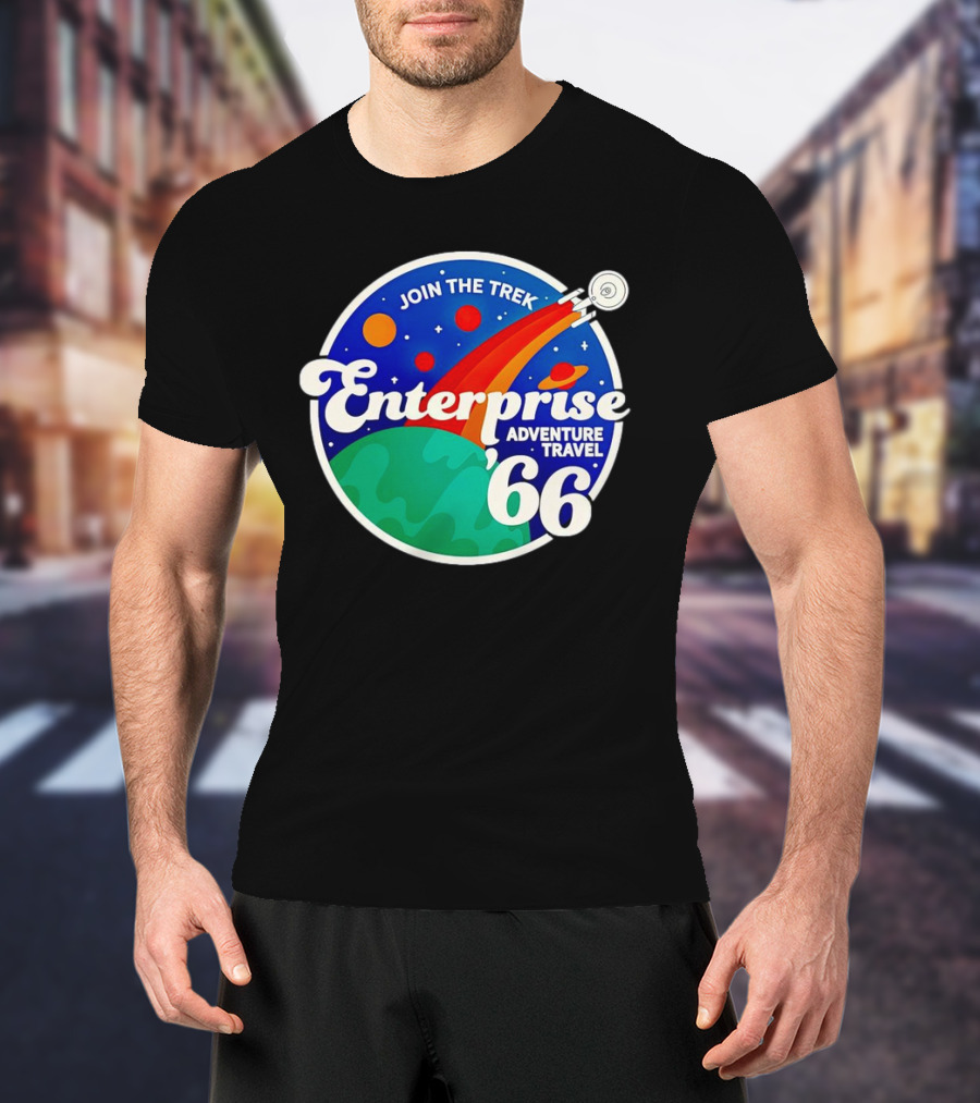 Join The Trek '66 Enterprise Adventure Travel Space Journey T-Shirt