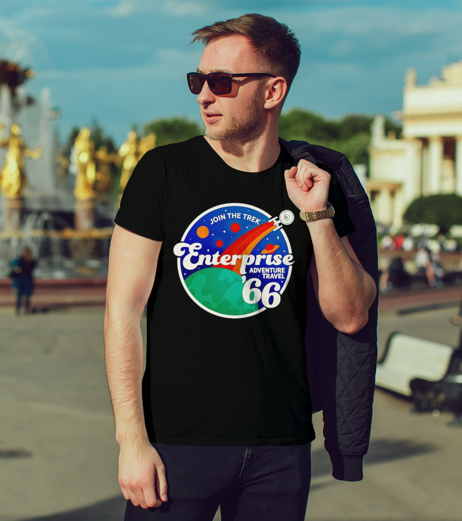 Join The Trek '66 Enterprise Adventure Travel Space Journey T-Shirt