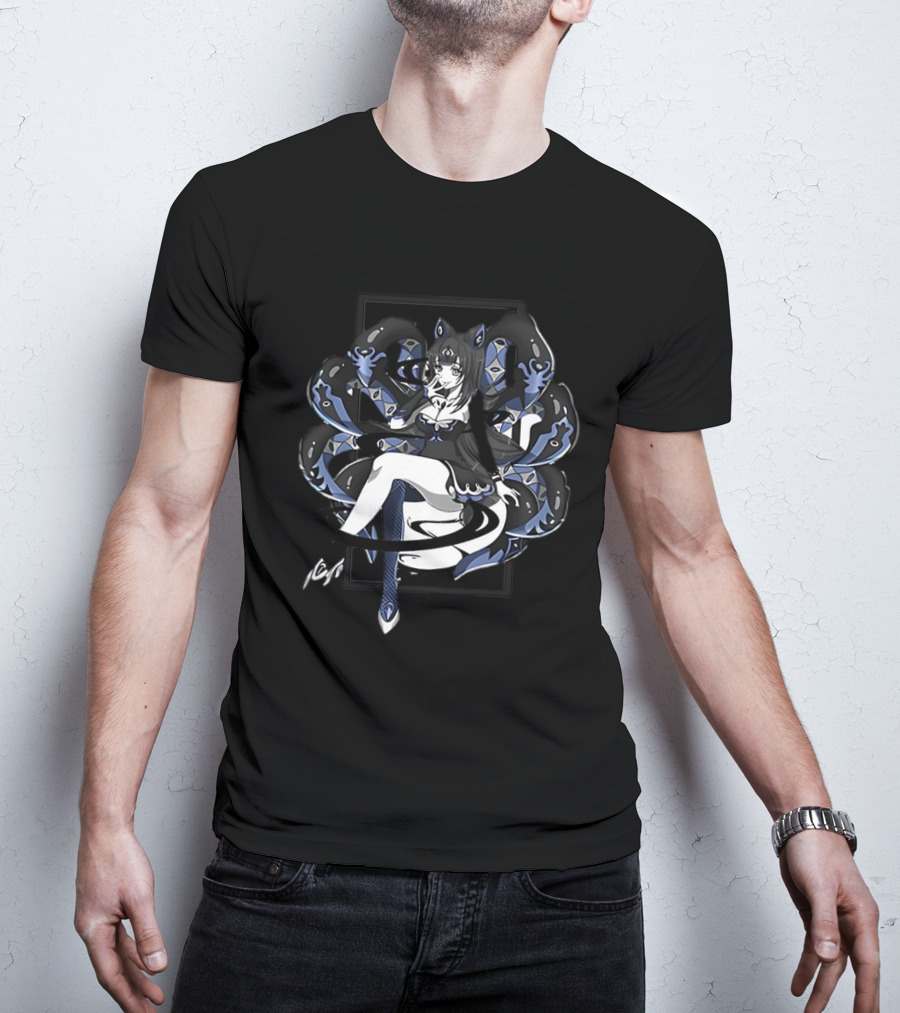 Abelia Release The Kraken Anime Tentacle Girl Monochrome T-Shirt