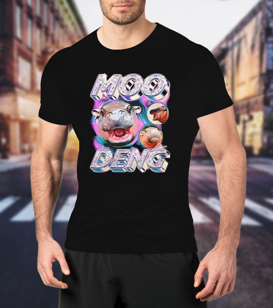 Moo Deng Colorful Hippo Pop Art Vintage Retro T-Shirt