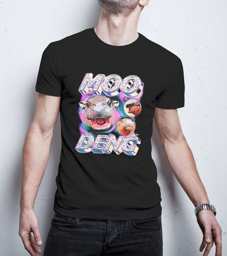 Moo Deng Colorful Hippo Pop Art Vintage Retro T-Shirt
