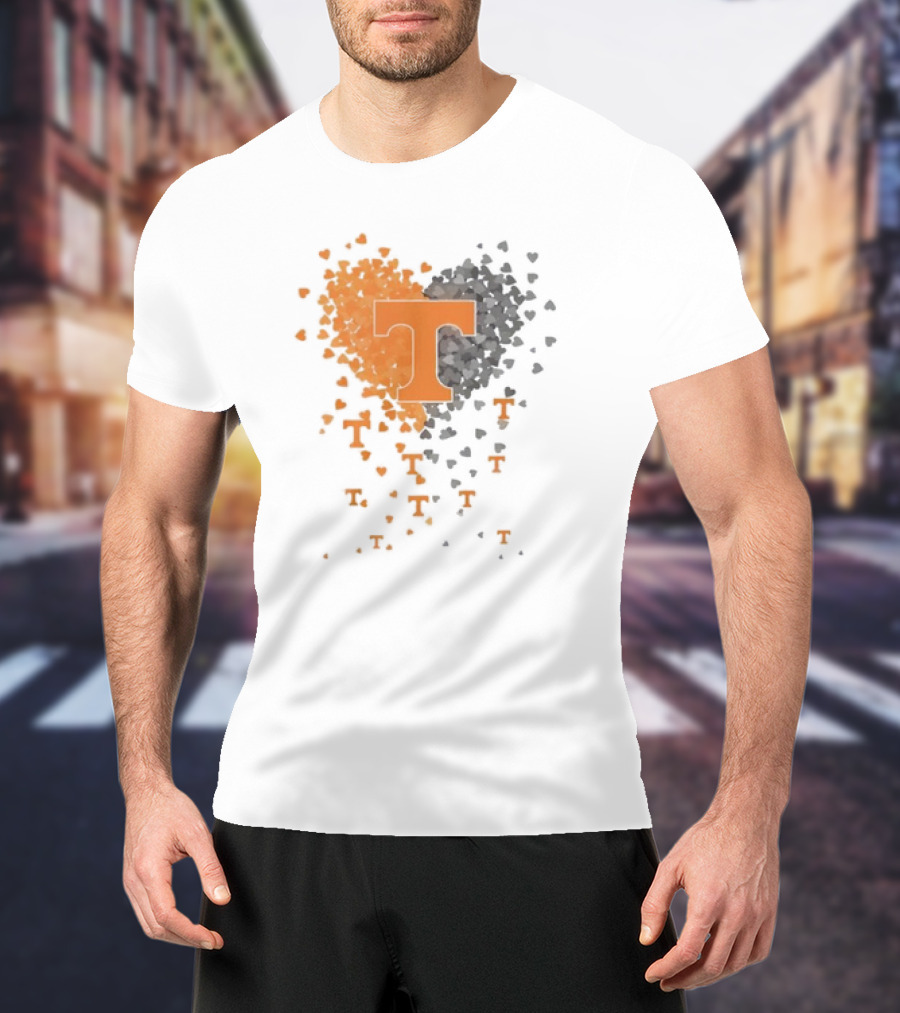 Heart Of Tennessee T With Orange And Gray Hearts T-Shirt