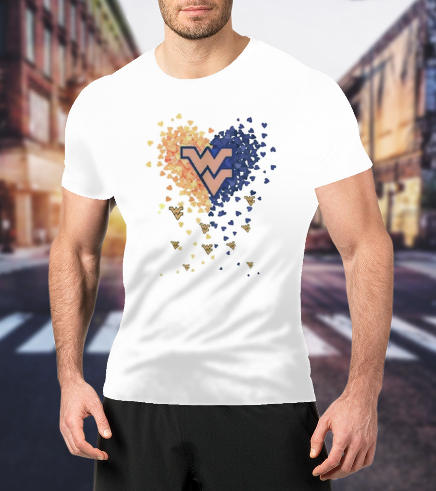 Heart Full Of West Virginia Mountaineers WV Logo And Colorful Hearts T-Shirt