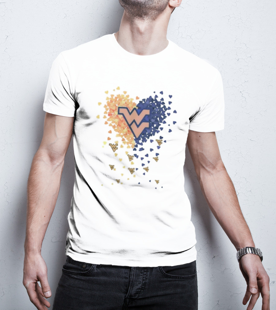 Heart Full Of West Virginia Mountaineers WV Logo And Colorful Hearts T-Shirt