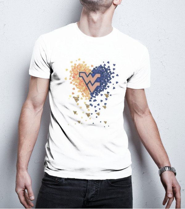 Heart Full Of West Virginia Mountaineers WV Logo And Colorful Hearts T-Shirt