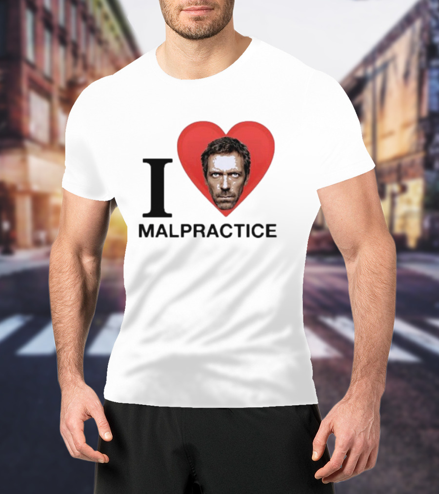 I Love Malpractice House MD Face In Heart T-Shirt
