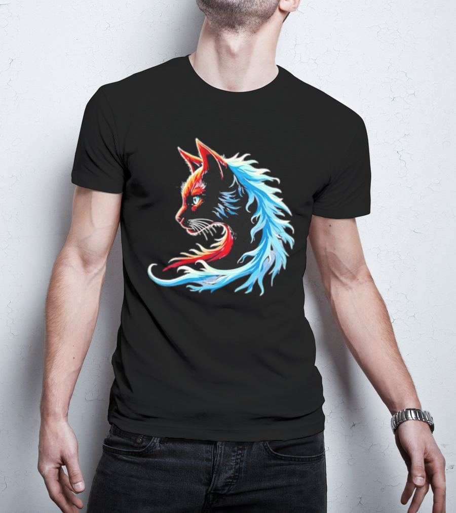 Retro Blue Cat Wave Cat Ladies Cat Lover T-Shirt