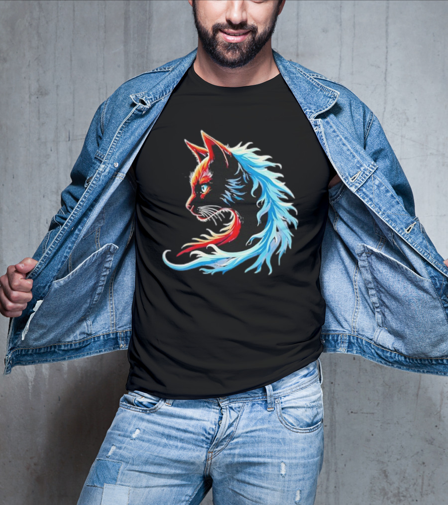 Retro Blue Cat Wave Cat Ladies Cat Lover T-Shirt