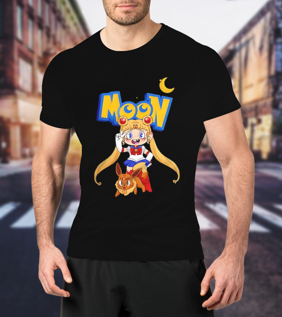 Sailor Moon Pokemon Mashup With Cartoon Sailormon And Eevee Moon T-Shirt