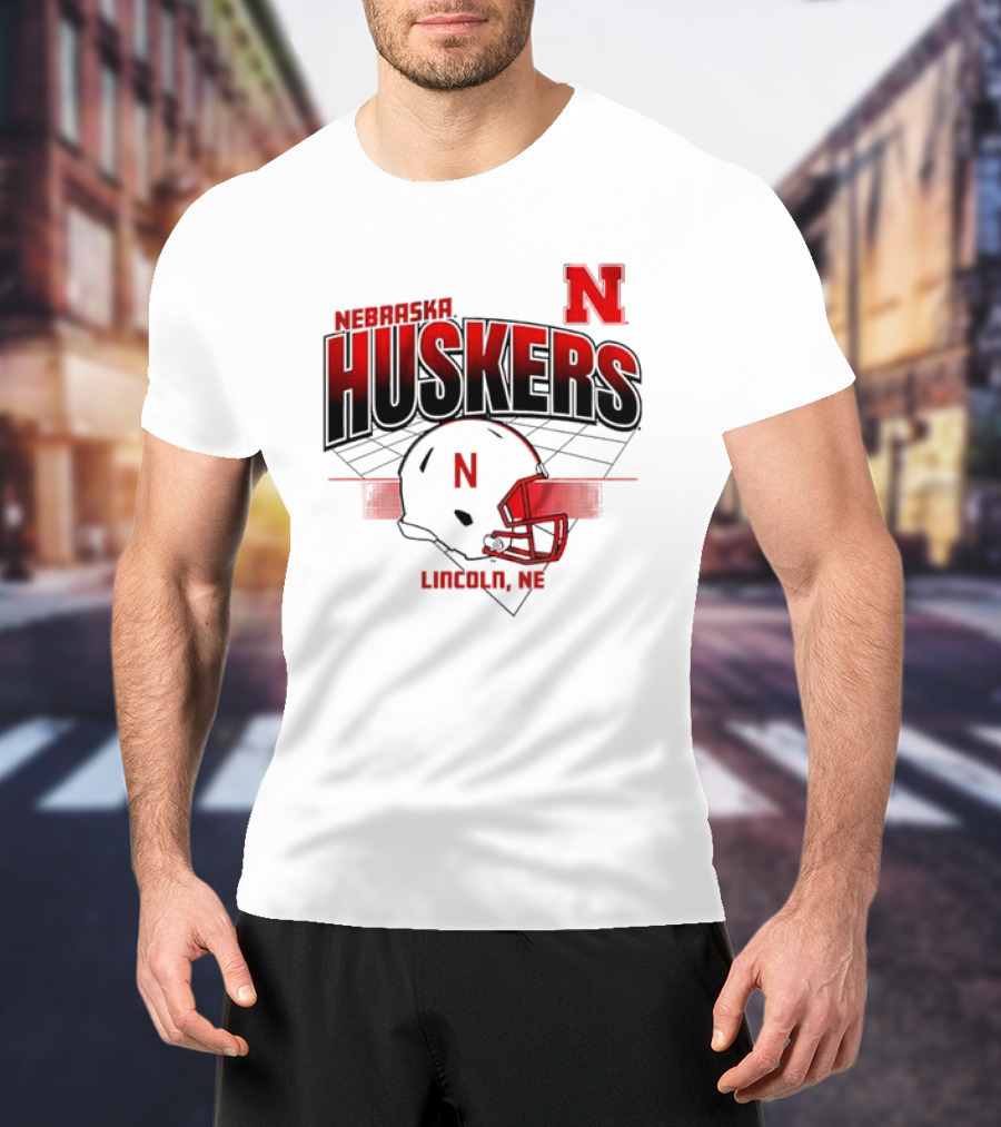 Nebraska Huskers Football Helmet Lincoln NE Grid Nebraska Licensed T-Shirt