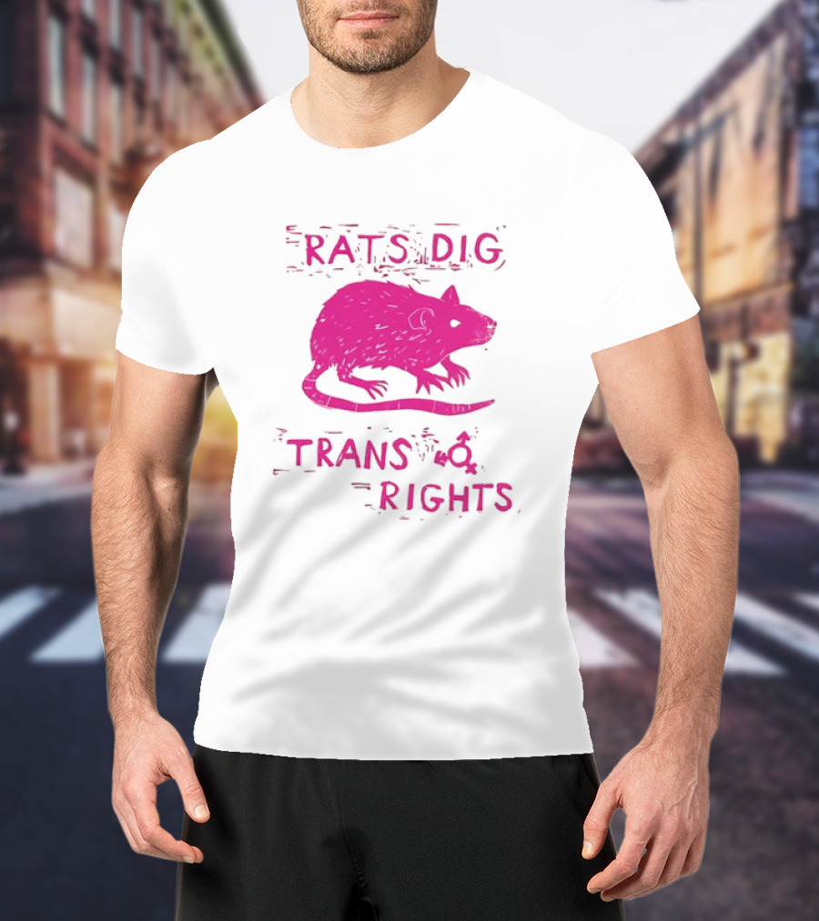 Rats Dig Trans Rights Retro Pink Rat T-Shirt