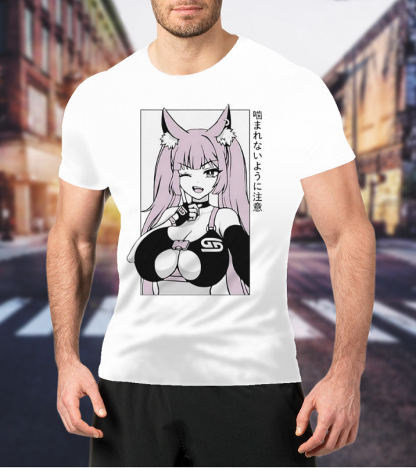 Waifu Frisky Kitty Beware Of Bites T-Shirt