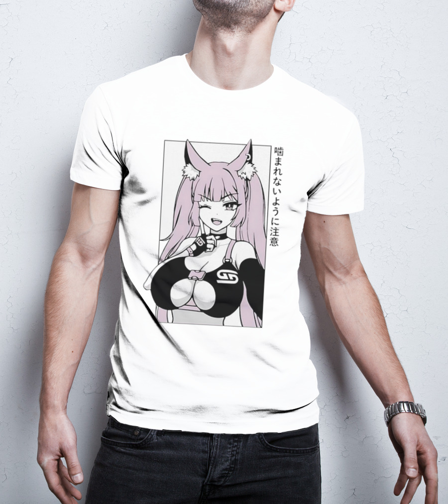 Waifu Frisky Kitty Beware Of Bites T-Shirt