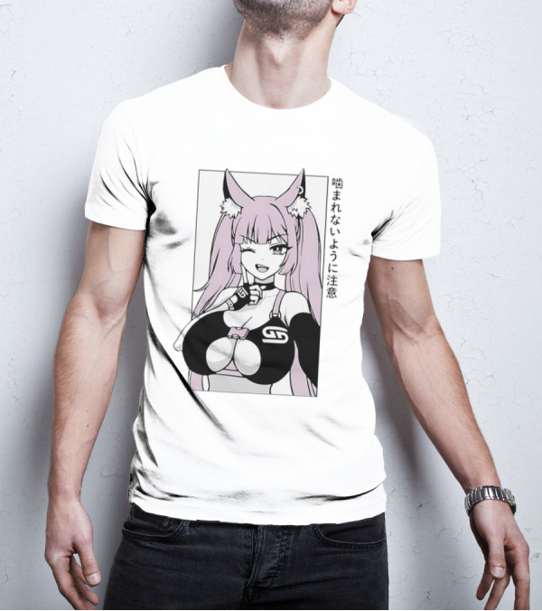 Waifu Frisky Kitty Beware Of Bites T-Shirt