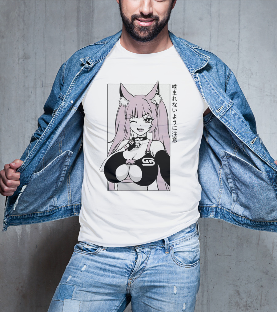 Waifu Frisky Kitty Beware Of Bites T-Shirt