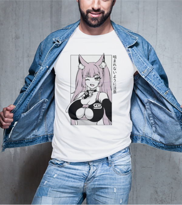 Waifu Frisky Kitty Beware Of Bites T-Shirt