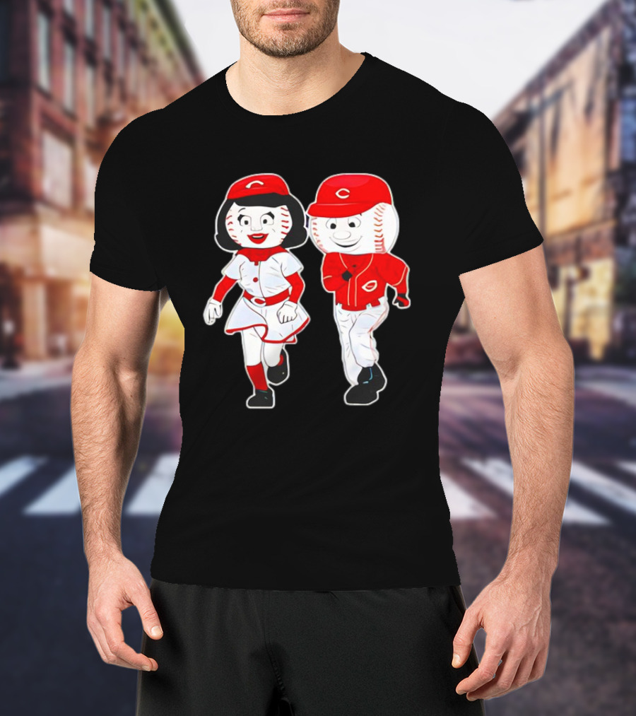 Cincinnati Reds Rosie Red And Mr. Red Mascots T-Shirt