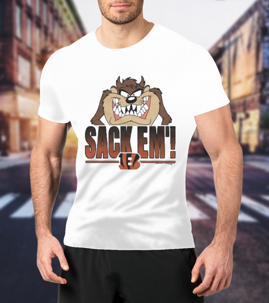 Taz Sack Em Looney Tunes Cincinnati Bengals Collaboration T-Shirt