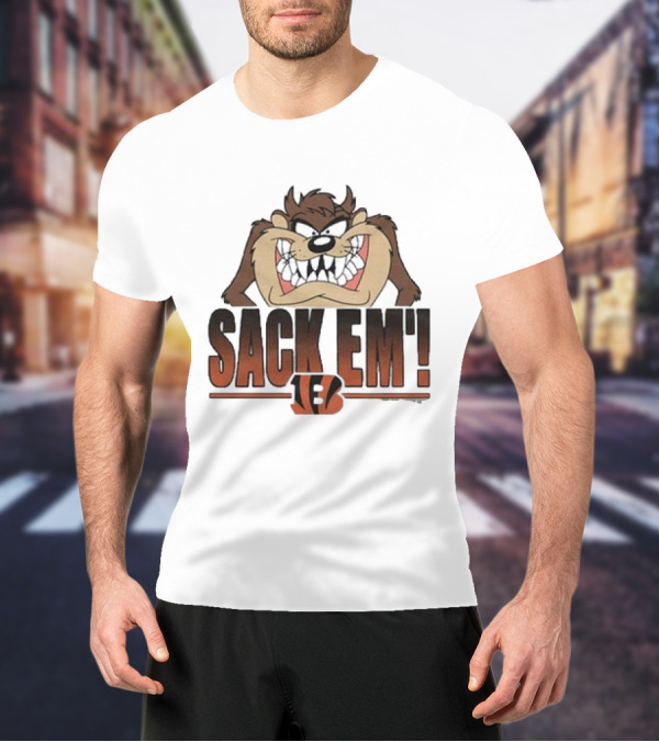 Taz Sack Em Looney Tunes Cincinnati Bengals Collaboration T-Shirt