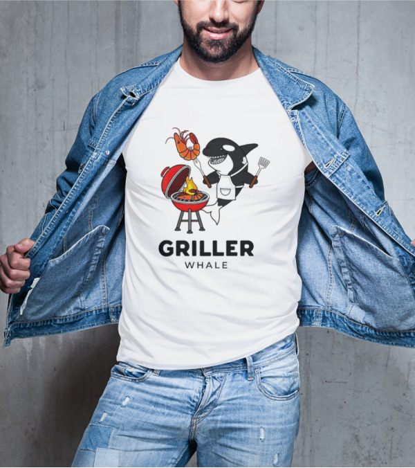 Griller Whale BBQ Cartoon Apron And Spatula With Lobster T-Shirt