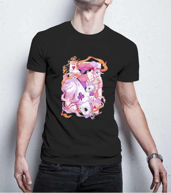 HISOKA Anime Manga Card Motif With Fiery Accents T-Shirt