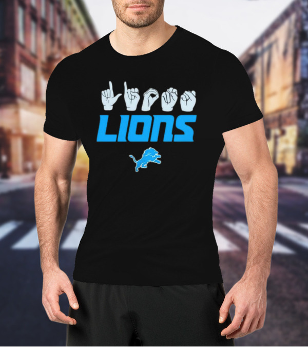 Lions Love Sign Gesture Football Emblem T-Shirt