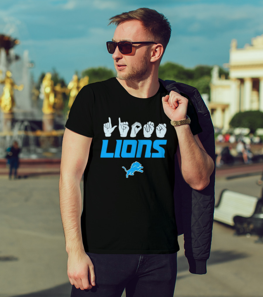 Lions Love Sign Gesture Football Emblem T-Shirt
