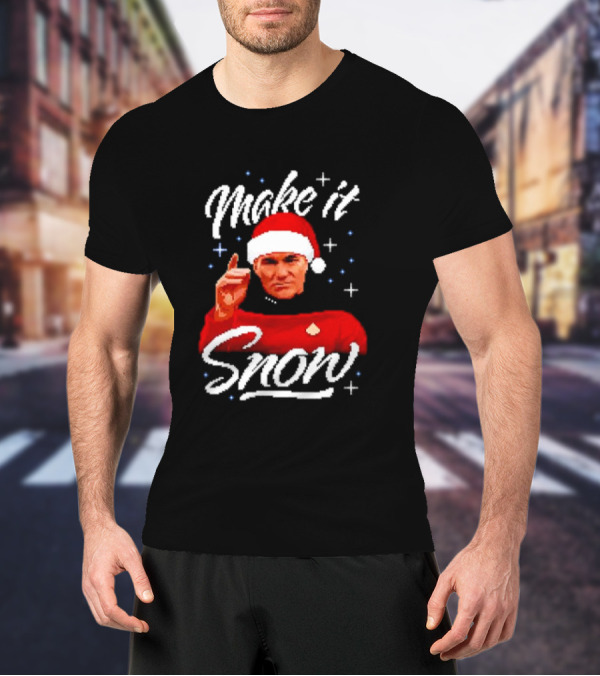 Make It Snow Christmas Jumper Santa Hat Commanding Gesture T-Shirt