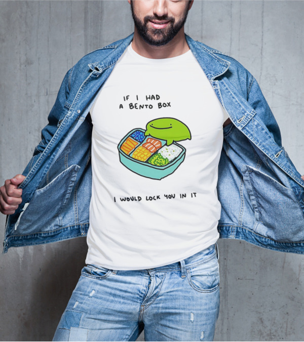If I Had A Bento Box I Would Lock You In Cute Green Blob Character With Food T-Shirt
